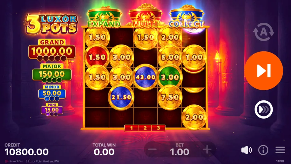 Scarab Coin Multi Feature spreading multipliers across the reels